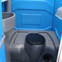 inside view of self contained mobile toilet